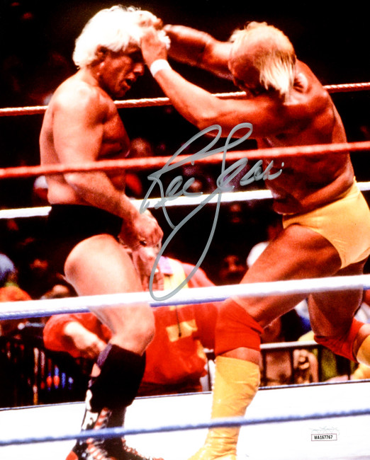 Ric Flair Autographed 8x10 Photo WWE vs. Hulk Hogan JSA Stock #228789