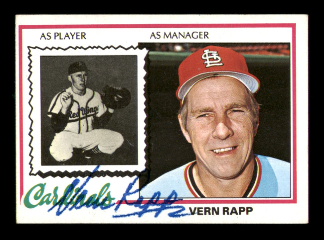 Vern Rapp Autographed 1978 Topps Card #324 St. Louis Cardinals SKU #231067