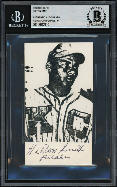 Hilton Smith Autographed 2.5x4.5 Photo Kansas City Monarchs Auto Grade Mint 9 Beckett BAS #17042110
