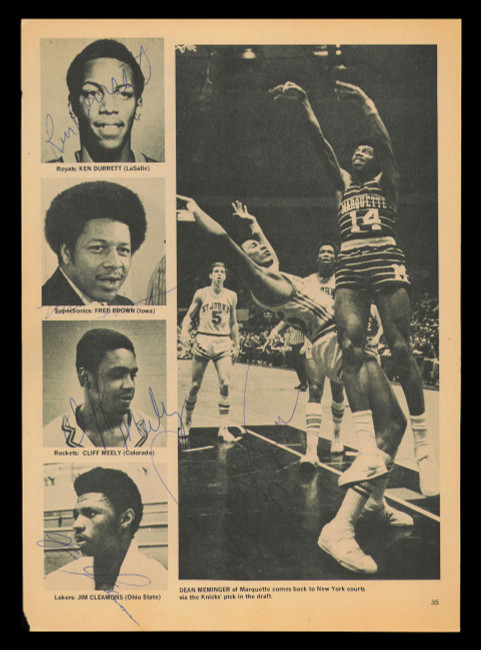 Fred Brown, Ken Durrett, Cliff Meely, Jim Cleamons & Dean Meminger Autographed 8x11 Magazine Photo SKU #238060