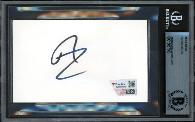 Rafael Nadal Autographed 3x5 Index Card Fanatics Holo & Beckett BAS #15867663