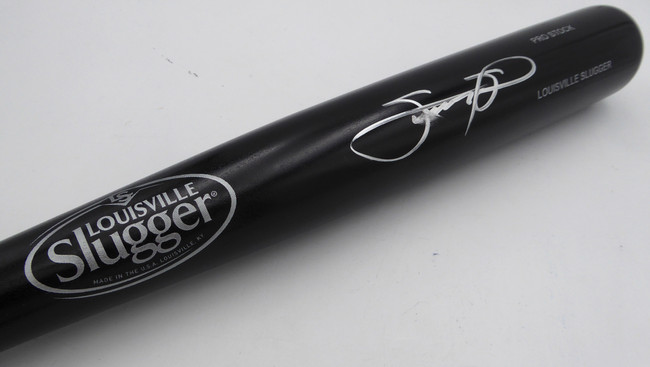 Sammy Sosa Autographed Black Louisville Slugger Bat Chicago Cubs (Smudged) Beckett BAS QR #2W202192