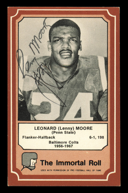Lenny Moore Autographed 1975 Fleer Card #83 Baltimore Colts SKU #240972