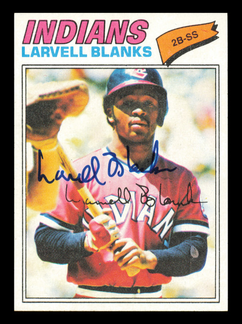 Larvell Blanks Autographed 1977 Topps Card #441 Card Cleveland Indians SKU #241135