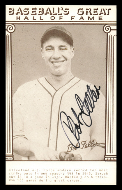 Bob Feller Autographed 1977 Baseball's Great Exhibit Card Cleveland Indians SKU #241008