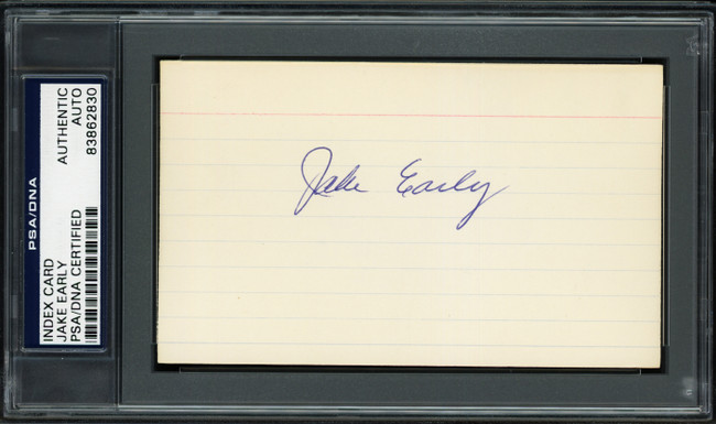 Jake Early Autographed 3x5 Index Card Washington Senators PSA/DNA #83862830