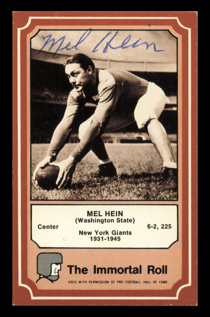 Mel Hein Autographed 1975 Fleer Card #12 New York Giants SKU #240907