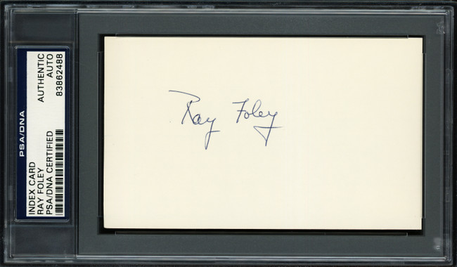 Raymond Foley Autographed 3x5 Index Card New York Giants PSA/DNA #83862488