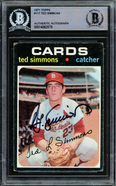 Ted Simmons Autographed 1971 Topps Rookie Card #117 St. Louis Cardinals Beckett BAS #14862579