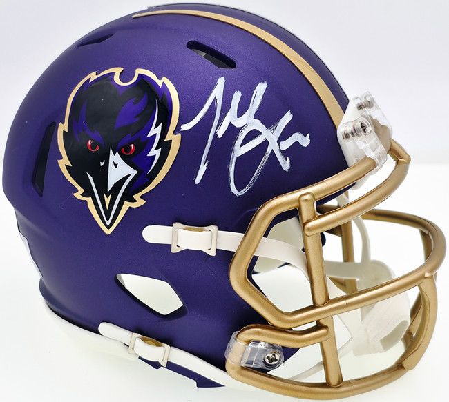Terrell Suggs Autographed Baltimore Ravens 2024 Alt Purple Speed Mini Helmet Beckett BAS Witness Stock #241395