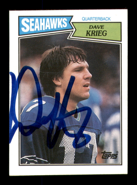 Dave Krieg Autographed 1987 Topps Card #173 Seattle Seahawks SKU #242081