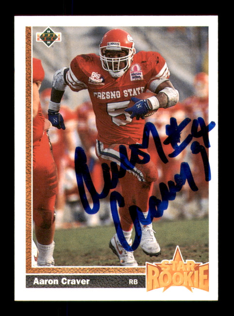 Aaron Craver Autographed 1991 Upper Deck Rookie Card #19 Miami Dolphins SKU #242166