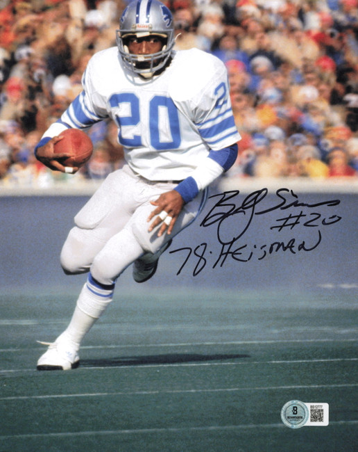 Billy Sims Autographed 8x10 Photo Detroit Lions "78 Heisman" Beckett BAS QR #BS12777