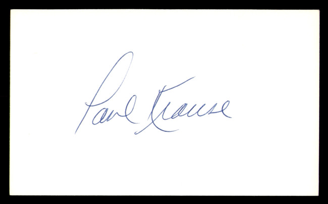 Paul Krause Autographed 3x5 Index Card Minnesota Vikings SKU #248522