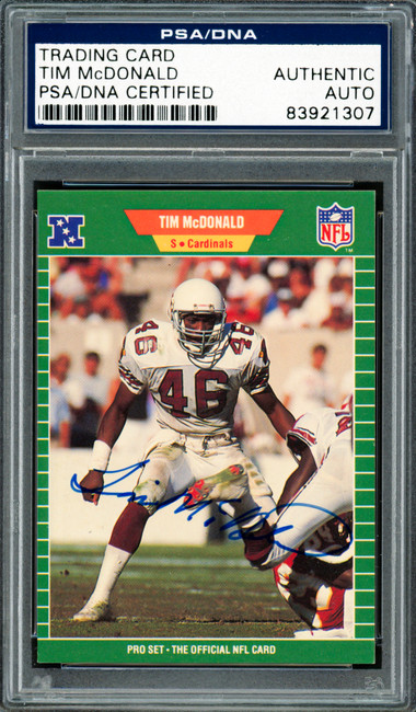 Tim McDonald Autographed 1989 Pro Set Rookie Card #329 Phoenix Cardinals PSA/DNA #83921307