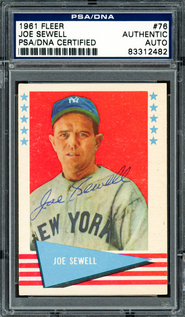 Joe Sewell Autographed 1961 Fleer Card #76 New York Yankees PSA/DNA #83312482