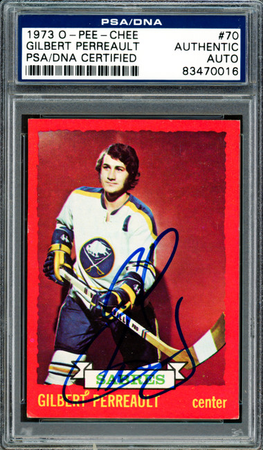 Gil Gilbert Perreault Autographed 1973-74 O-Pee-Chee Card #70 Buffalo Sabres PSA/DNA #83470016