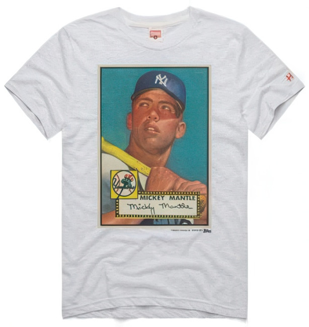 1952 Topps Baseball Mickey Mantle Rookie Card Vintage Homage T-Shirt Size Large (L) New York Yankees Stock #250182