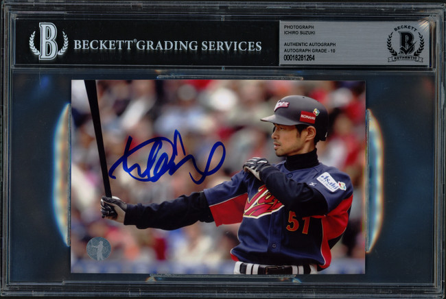 Ichiro Suzuki Autographed 4x6 Photo WBC Team Japan Auto Grade Gem Mint 10 Beckett BAS Stock #251044 Ichiro Suzuki Autographed 4x6 Photo WBC Team Japan Auto Grade Gem Mint 10 Beckett BAS Stock #251044