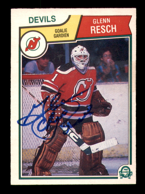 Glenn Chico Resch Autographed 1983-84 O-Pee-Chee Card #236 New Jersey Devils SKU #251982