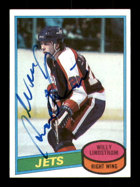 Willy Lindstrom Autographed 1980-81 Topps Rookie Card #142 Winnipeg Jets SKU #251236