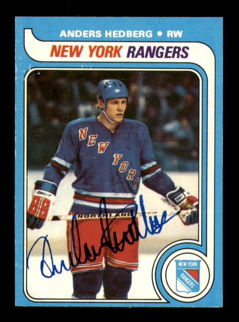 Anders Hedberg Autographed 1979-80 Topps Card #240 New York Rangers SKU #251351
