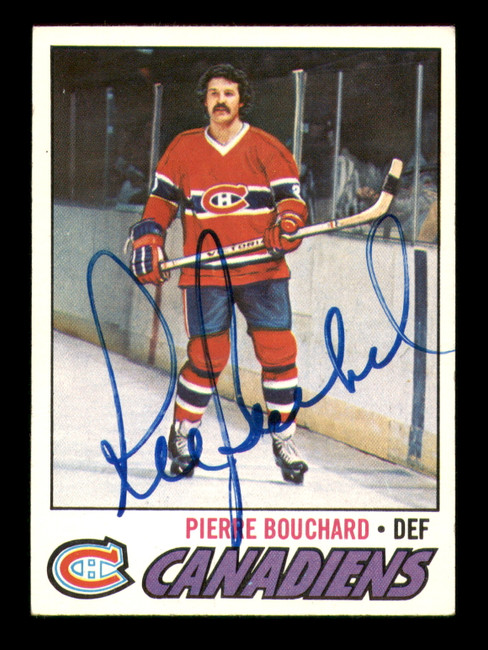 Pierre Bouchard Autographed 1977-78 Topps Card #20 Montreal Canadiens SKU #251355