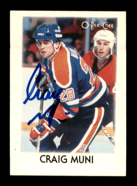 Craig Muni Autographed 1987-88 O-Pee-Chee Minis Rookie Card #30 Edmonton Oilers SKU #251691