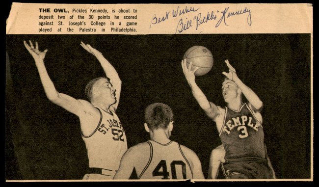 Bill "Pickles" Kennedy Autographed 4x7 Newspaper Page Photo Temple SKU #252111