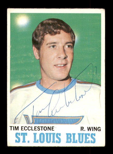 Tim Ecclestone Autographed 1970-71 Topps Card #102 St. Louis Blues SKU #251193