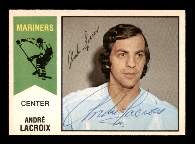 Andre Lacroix Autographed 1974-75 O-Pee-Chee WHA Card #60 San Diego Mariners SKU #251643