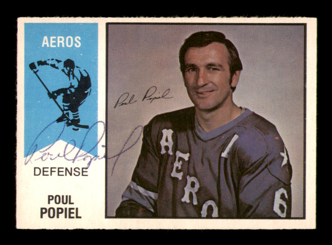 Poul Popiel Autographed 1974-75 O-Pee-Chee WHA Card #59 Houston Aeros SKU #251641