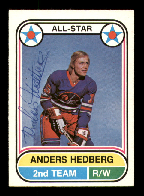 Anders Hedberg Autographed 1975-76 O-Pee-Chee WHA Card #72 Winnipeg Jets SKU #251806