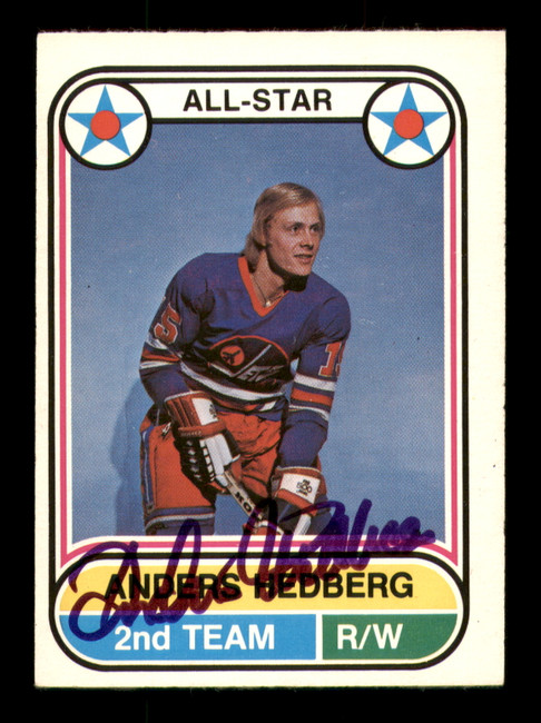Anders Hedberg Autographed 1975-76 O-Pee-Chee WHA Card #72 Winnipeg Jets SKU #251808