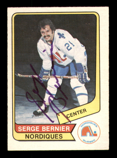 Serge Bernier Autographed 1976-77 O-Pee-Chee WHA Card #109 Quebec Nordiques SKU #251922