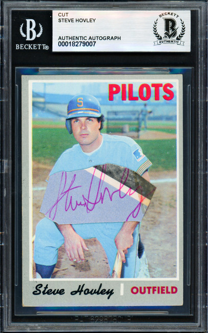 Steve Hovley Autographed .75x1.75 Cut Signature (Attached to 1970 Topps Card #514) Seattle Pilots Beckett BAS #18279007