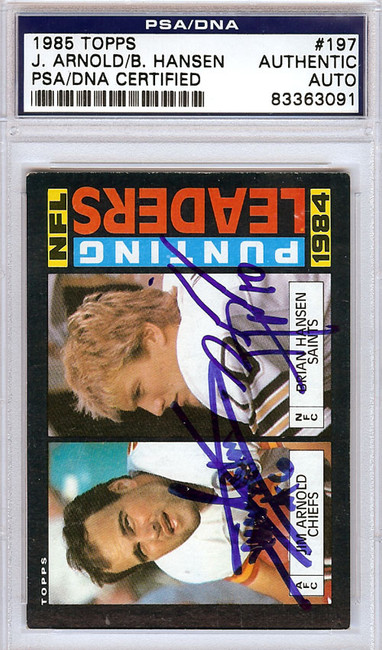Jim Arnold & Brian Hansen Autographed 1985 Topps Card #197 PSA/DNA #83363091