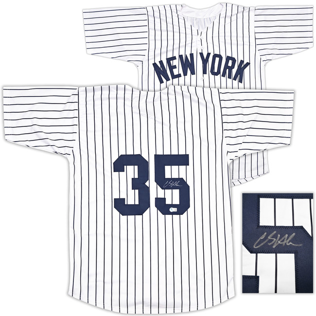 New York Yankees Clay Holmes Autographed White Pinstripes Jersey Beckett BAS QR Stock #253279