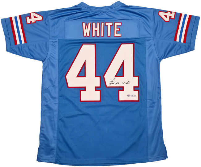 Houston Oilers Lorenzo White Autographed Blue Jersey Beckett BAS QR Stock #253495
