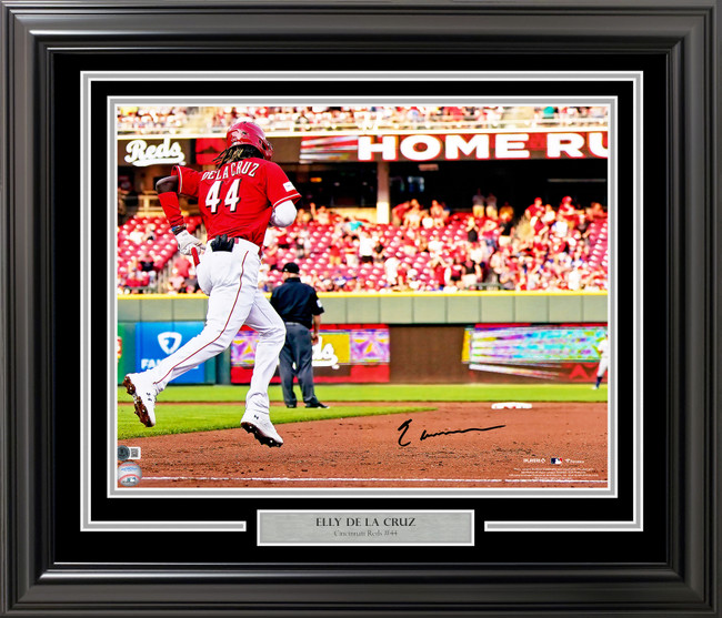 Elly De La Cruz Autographed Framed 16x20 Photo Cincinnati Reds Home Run Trot Beckett BAS Witness Stock #253253