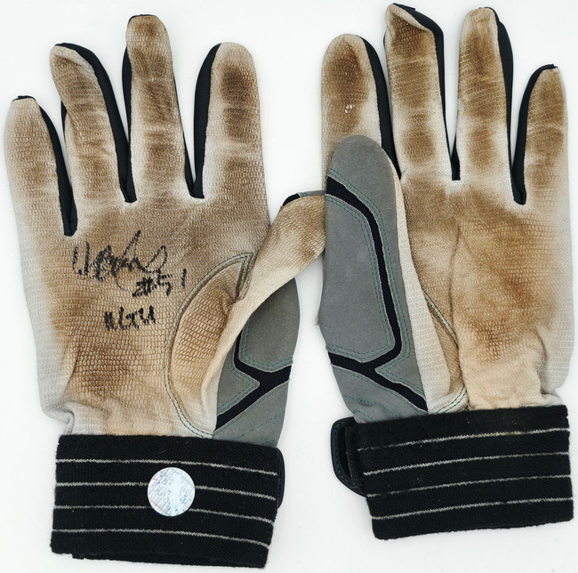 Ichiro Suzuki Autographed 2011 Game Used Mizuno Batting Gloves Seattle Mariners "GU #51" With Signed Certificate IS Holo SKU #254188 Ichiro Suzuki Autographed 2011 Game Used Mizuno Batting Gloves Seattle Mariners "GU #51" With Signed Certificate IS Holo SKU #254188