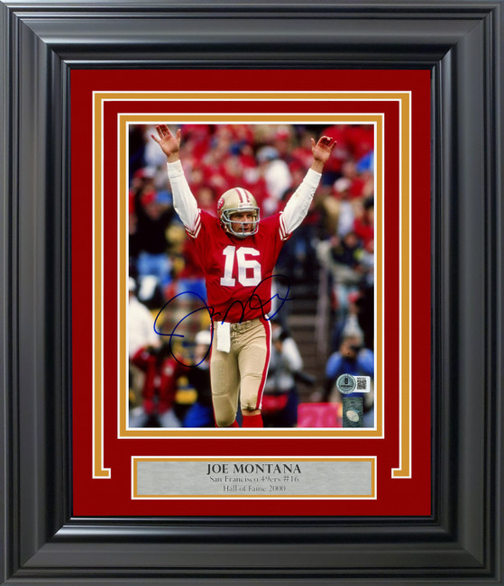 Joe Montana Autographed Framed 8x10 Photo San Francisco 49ers Beckett BAS QR Stock #253758 Joe Montana Autographed Framed 8x10 Photo San Francisco 49ers Beckett BAS QR Stock #253758
