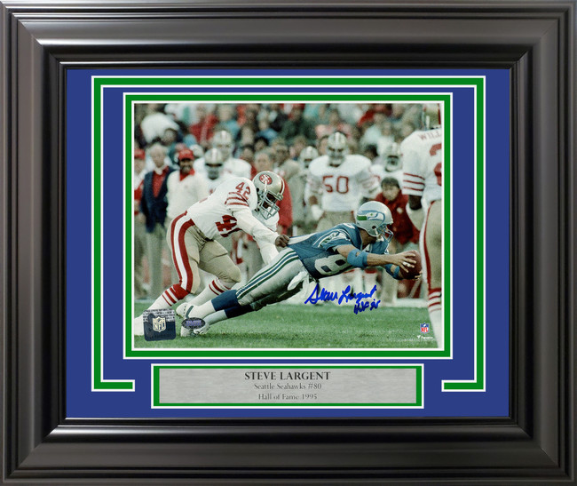 Steve Largent Autographed Framed 8x10 Photo Seattle Seahawks "HOF 95" MCS Holo Stock #254299
