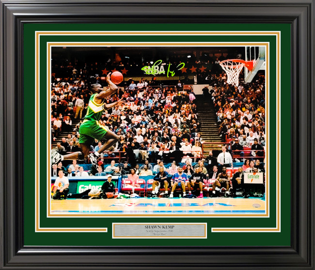 Shawn Kemp Autographed Framed 16x20 Photo Seattle Supersonics Slam Dunk Contest MCS Holo Stock #254256