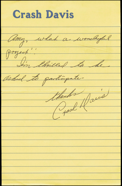 Crash Davis Autographed 5.5x8.5 Letter Philadelphia A's SKU #254475