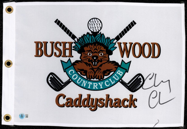 Chevy Chase Autographed Caddyshack Golf Pin Flag Beckett BAS Witness #2W082875