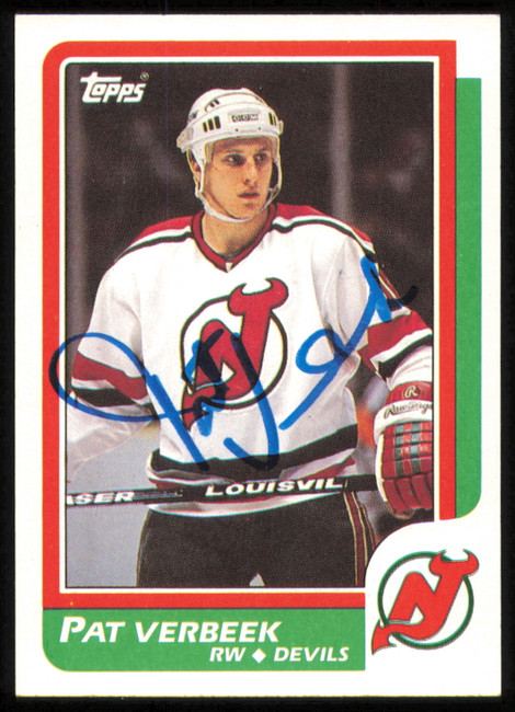 Pat Verbeek Autographed 1986-87 Topps Card #46 New Jersey Devils SKU #254726