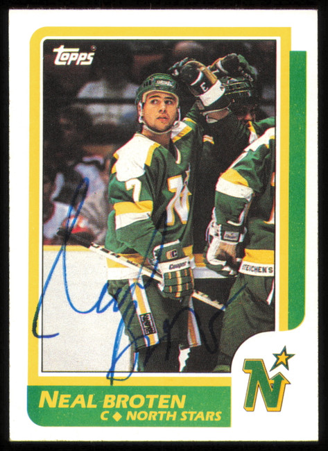 Neal Broten Autographed 1986-87 Topps Card #99 Minnesota North Stars SKU #254753