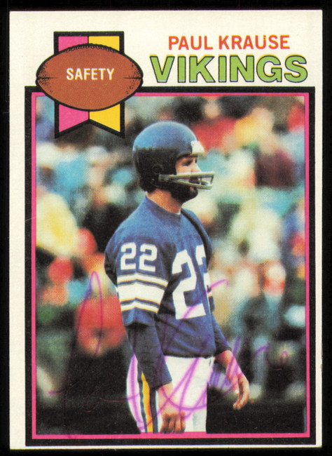 Paul Krause Autographed 1979 Topps Card #489 Minnesota Vikings SKU #254862