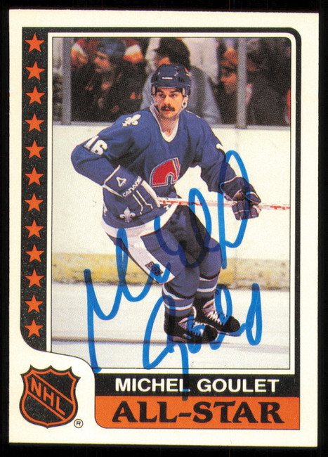 Michel Goulet Autographed 1986-87 Topps All Star Sticker Card #2 Quebec Nordiques SKU #255090